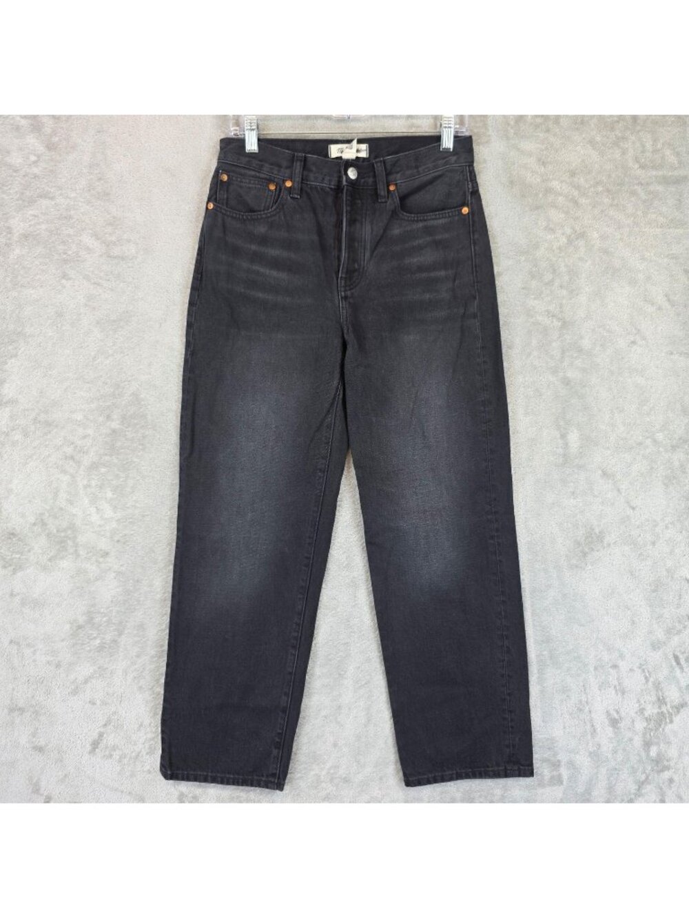 Madewell Low-Slung Straight Jeans Womens 25 Gray Charcoal Wash Button Fly Denim